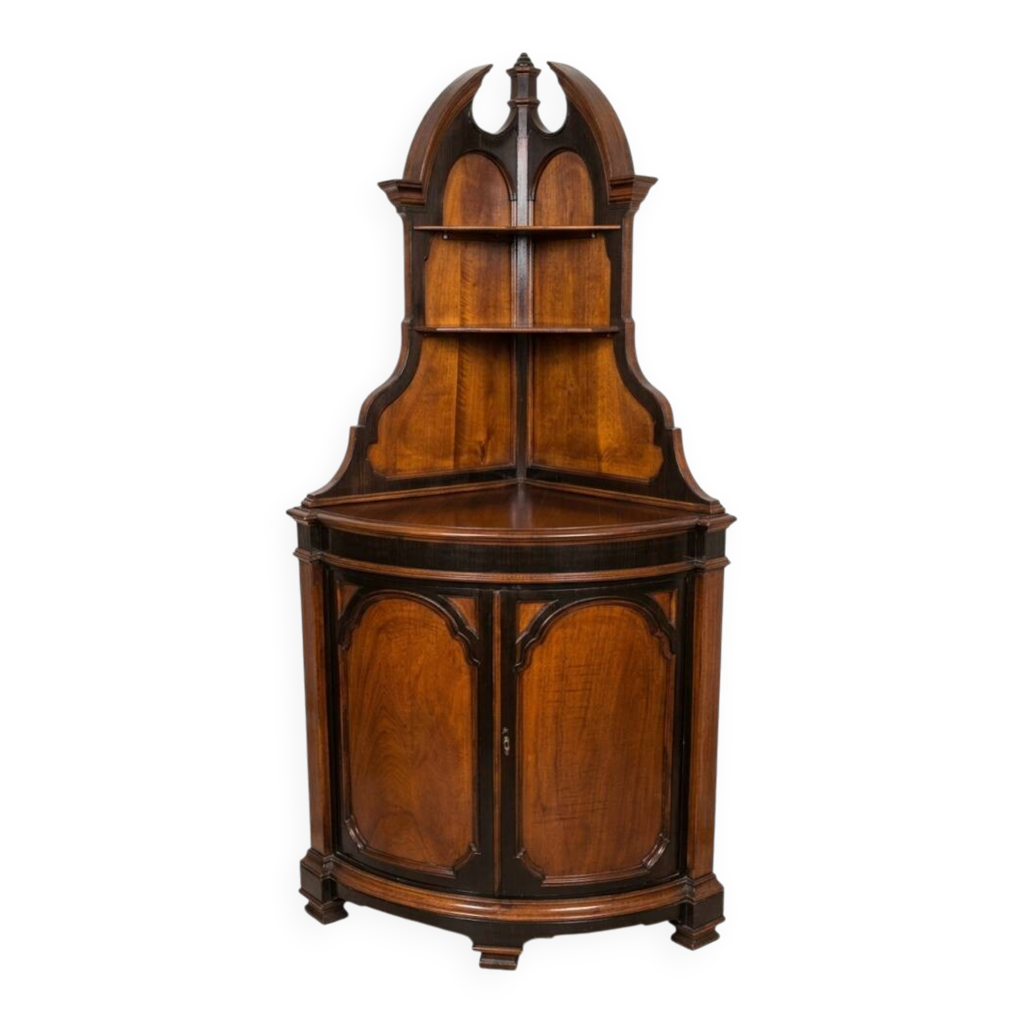 Lombard corner cabinet in ebony wood, late 19th century.