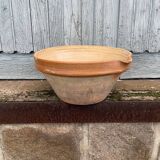Large flat terracotta salad bowl