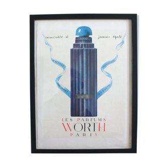 Affiche vintage originale publicité parfum Worth Paris - années 1950 - 30x40cm