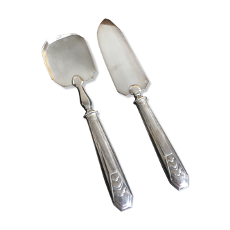 Art Deco dessert service covers in silver metal