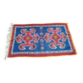Tapis Berbère Fait Main Laine Bleu Majorelle & Rouge - 112 x 200 cm