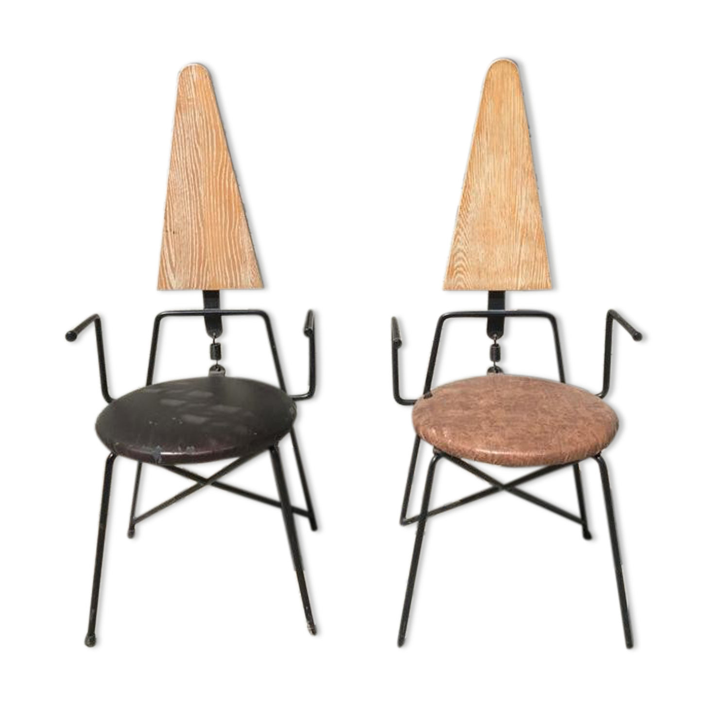 Paire de chaises originales cuir bois métal