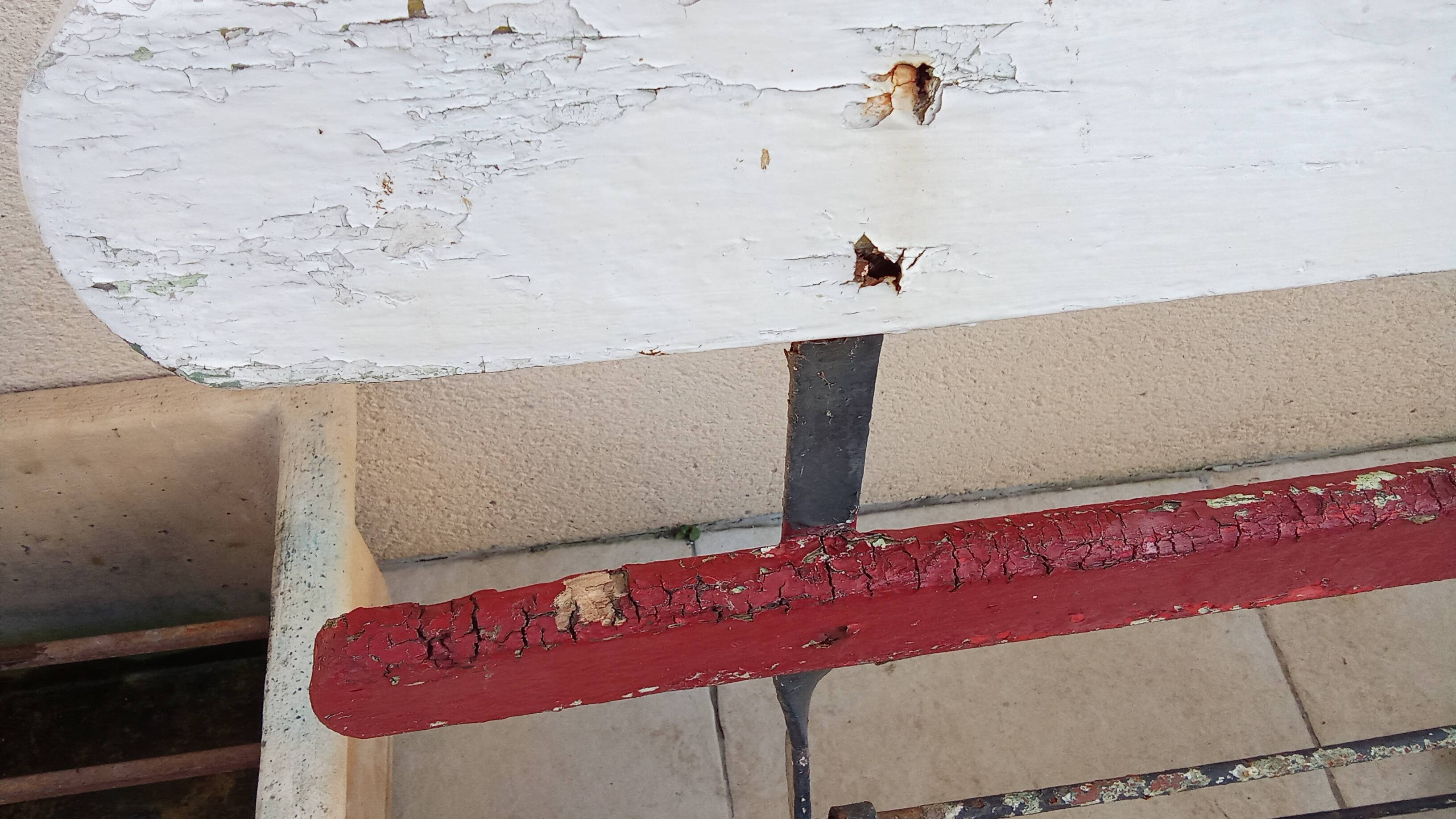 Vintage foldable wrought iron wood garden bench