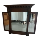 Trypic mirror, with tablet. Velvet and openwork metal braces
