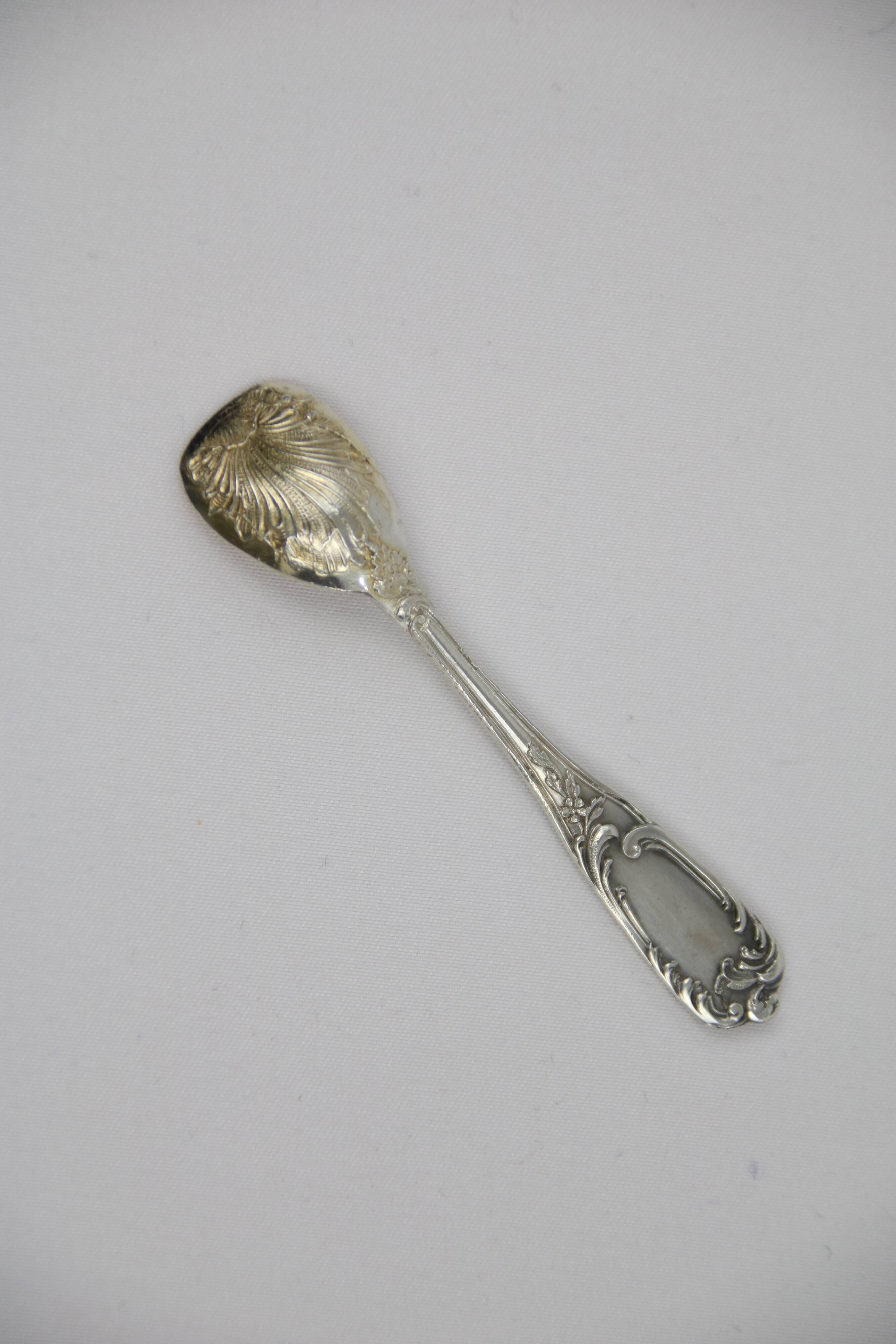 Louis XV Style Salt Shovel In Sterling Silver And Vermeil