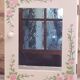 White mirrored toilet cabinet with floral pattern