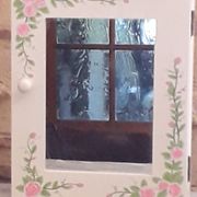 Armoire de toilette à miroir blanche à motif floral