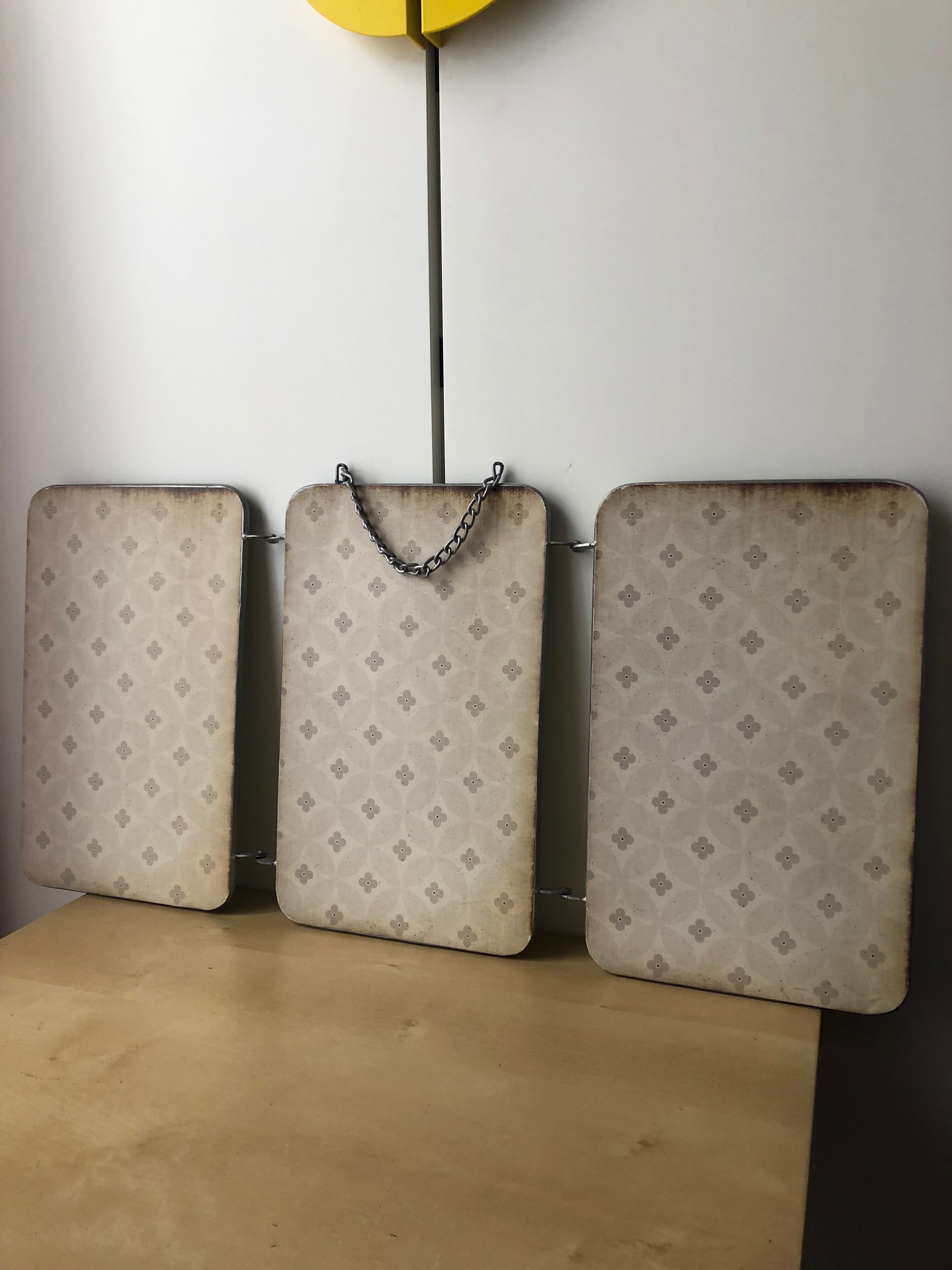 Large barber mirror / vintage triptych 66x32cm