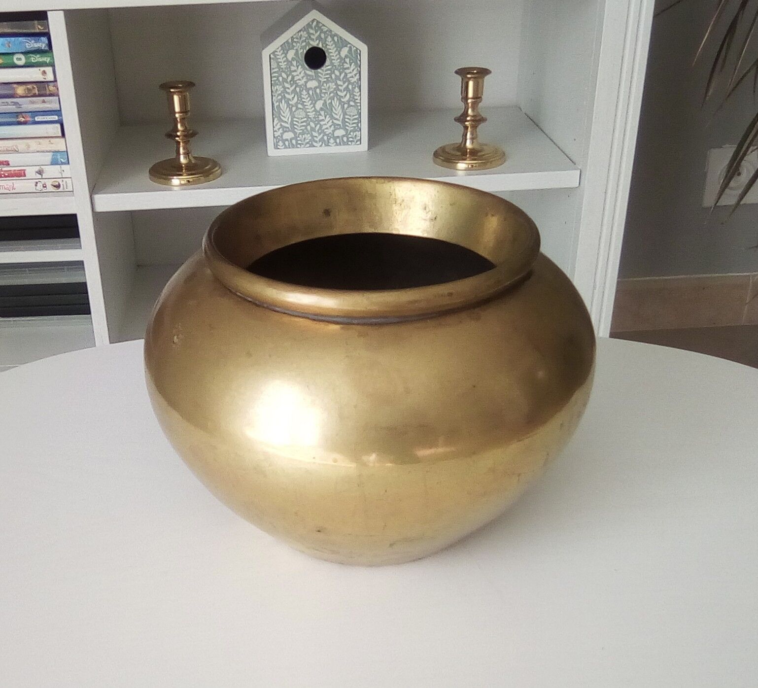 Gold solid brass art deco pot cover