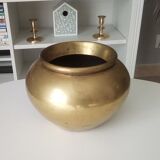 Gold solid brass art deco pot cover