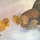 Large oil painting on canvas of a cockfight by Yves BOUGEARD