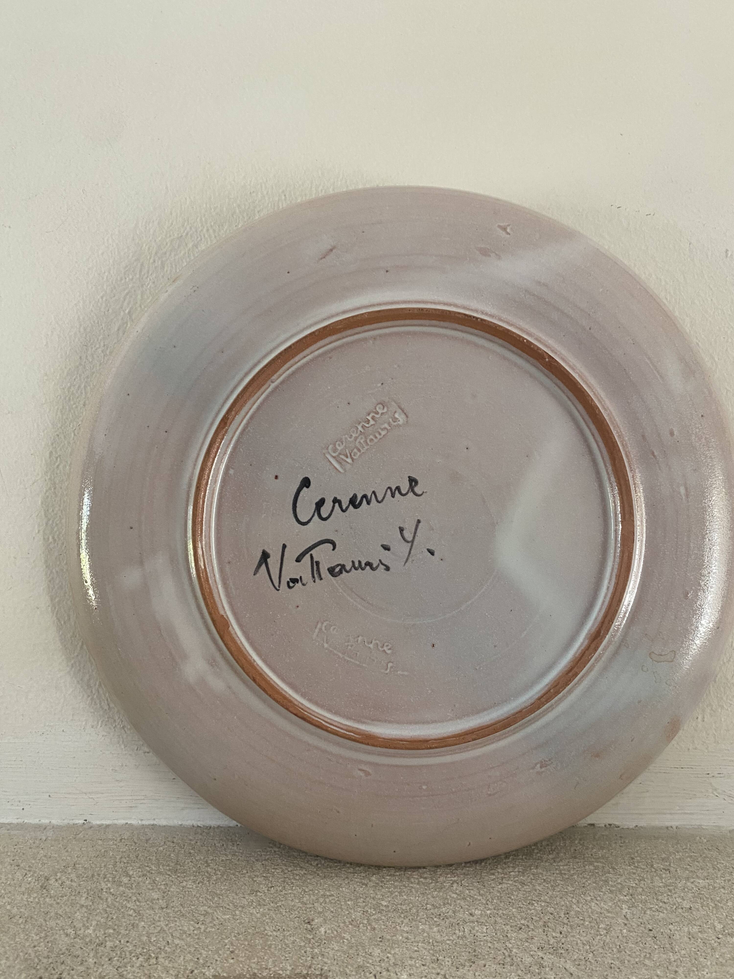 Decorative plate from Vallauris signed Cerenne