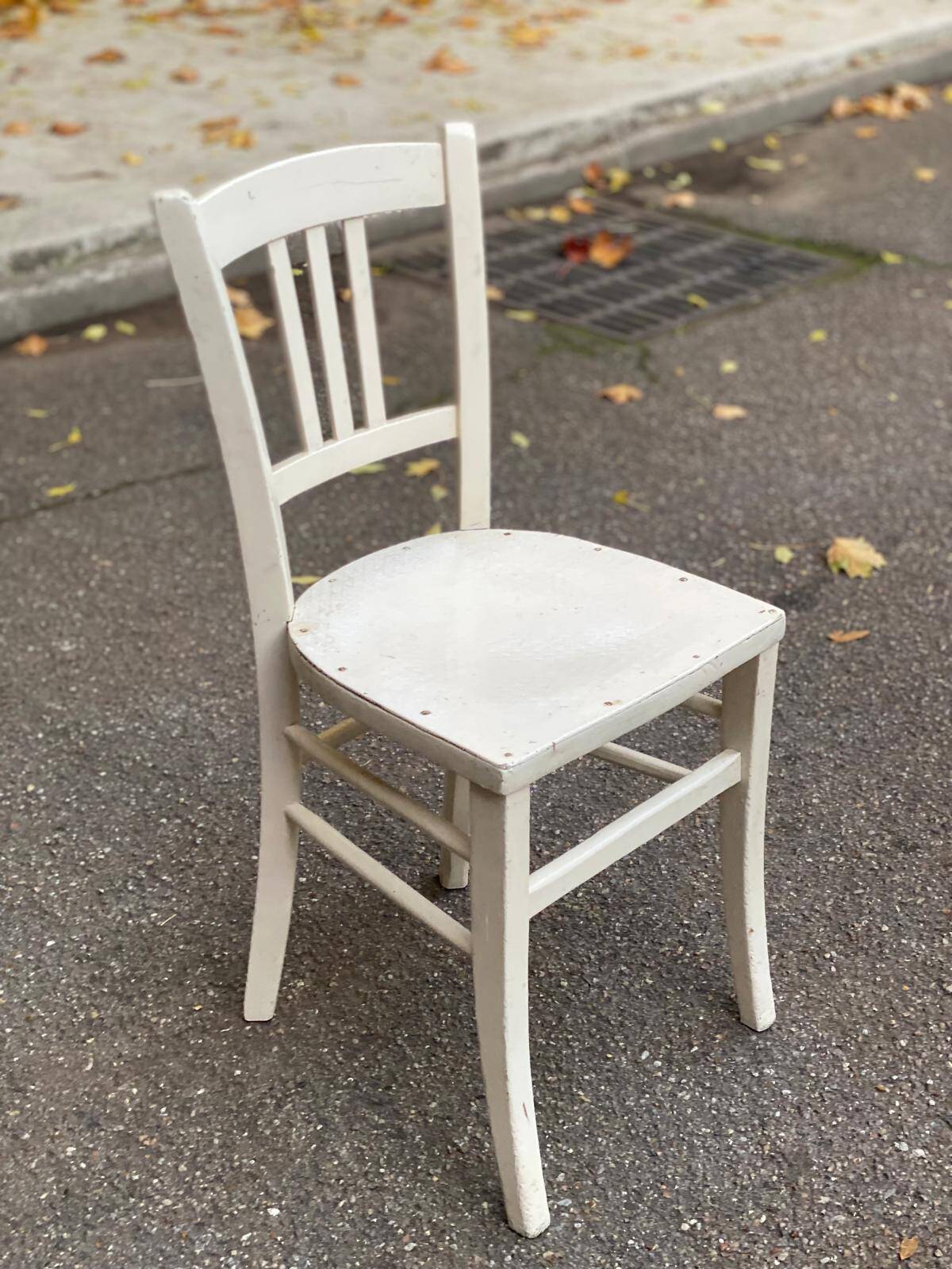 Scandinavian bistro chair made of wood, repainted white