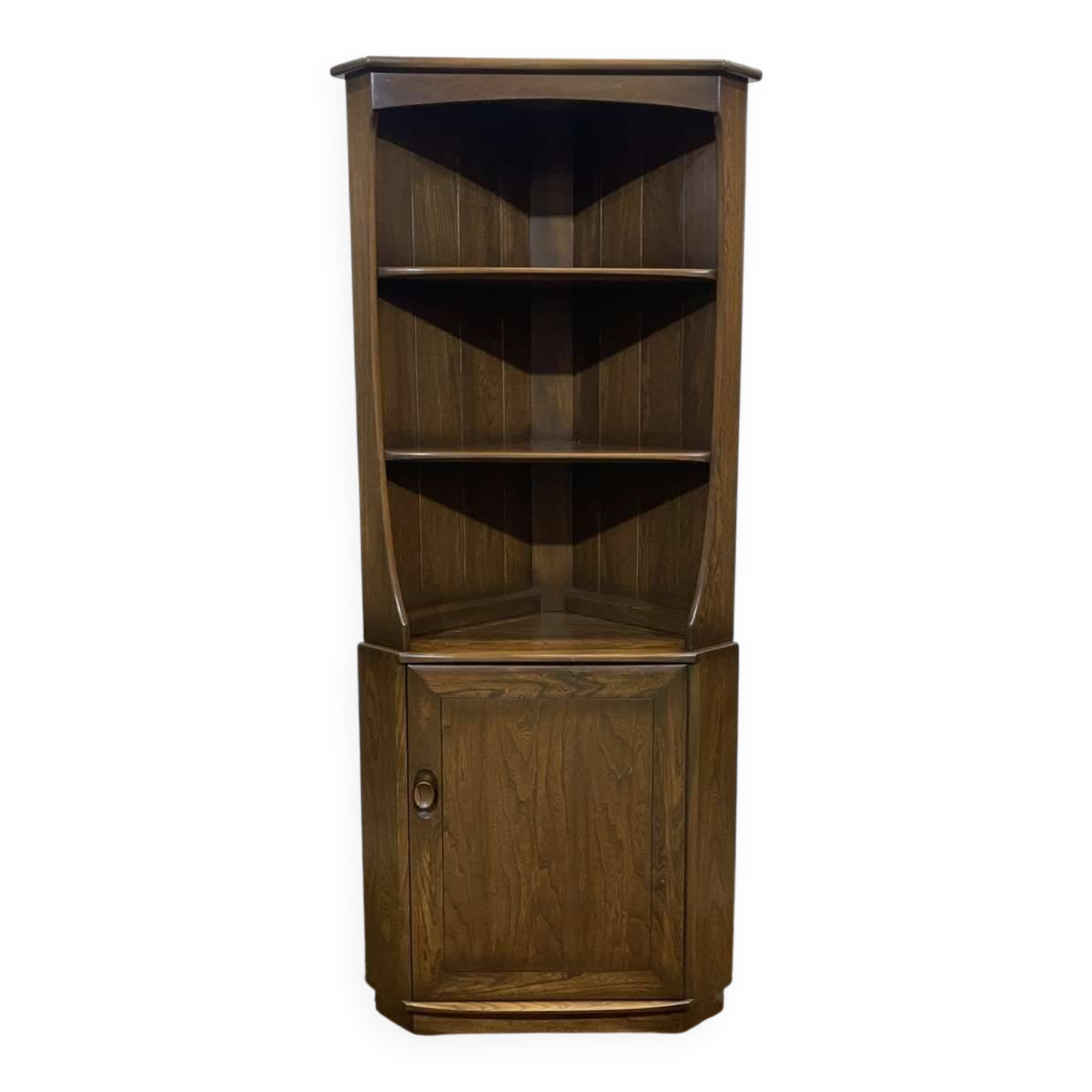 ERCOL English elm corner cabinet from the 1970s