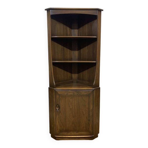 Encoignure anglaise ERCOL en orme des années 1970