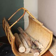 Vintage wicker log basket magazine holder