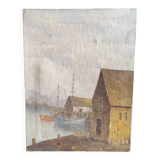 Vintage French oil painting on canvas, signed L. Salcido