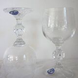 6 Bohemian Crystal Etched Wine Glasses