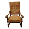 Louis xiii style armchair in solid walnut xx century