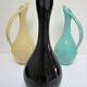 Three ceramic enamels design 60s soliflores black yellow green