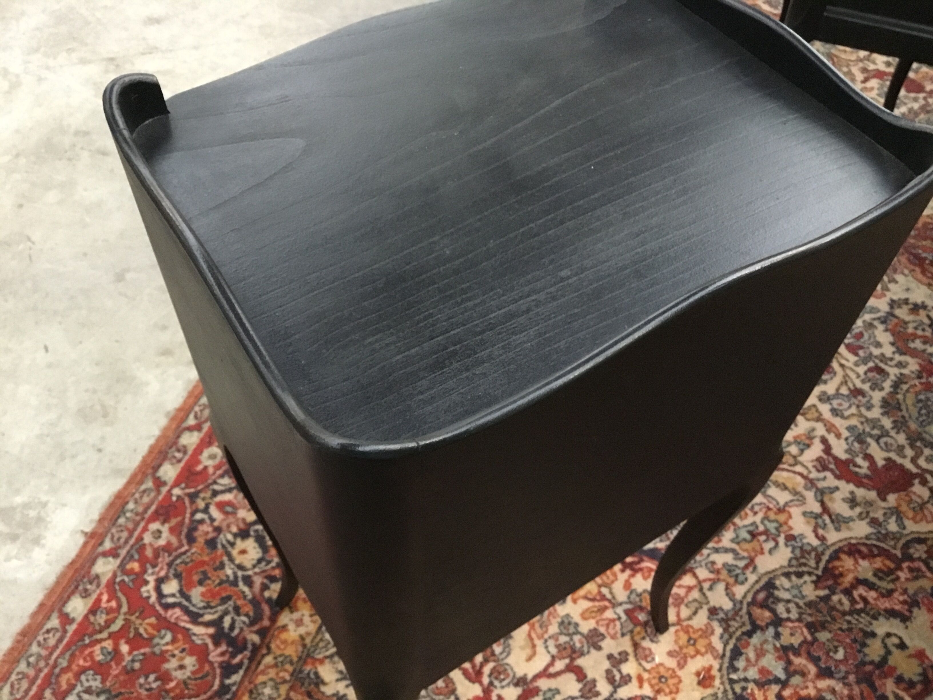 Bedside with drawer, black with patterns