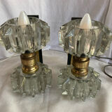 Pair of 1930s wall lights, Italian work, Murano glass and brass