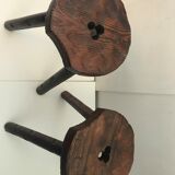 Pair of savoyard-style tripod pine stools