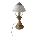 Vintage lamp in metal with brass finish and frosted opaline glass – 2 available