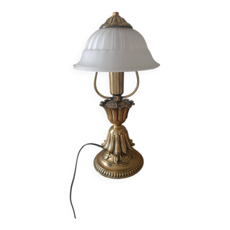 Vintage lamp in metal with brass finish and frosted opaline glass – 2 available
