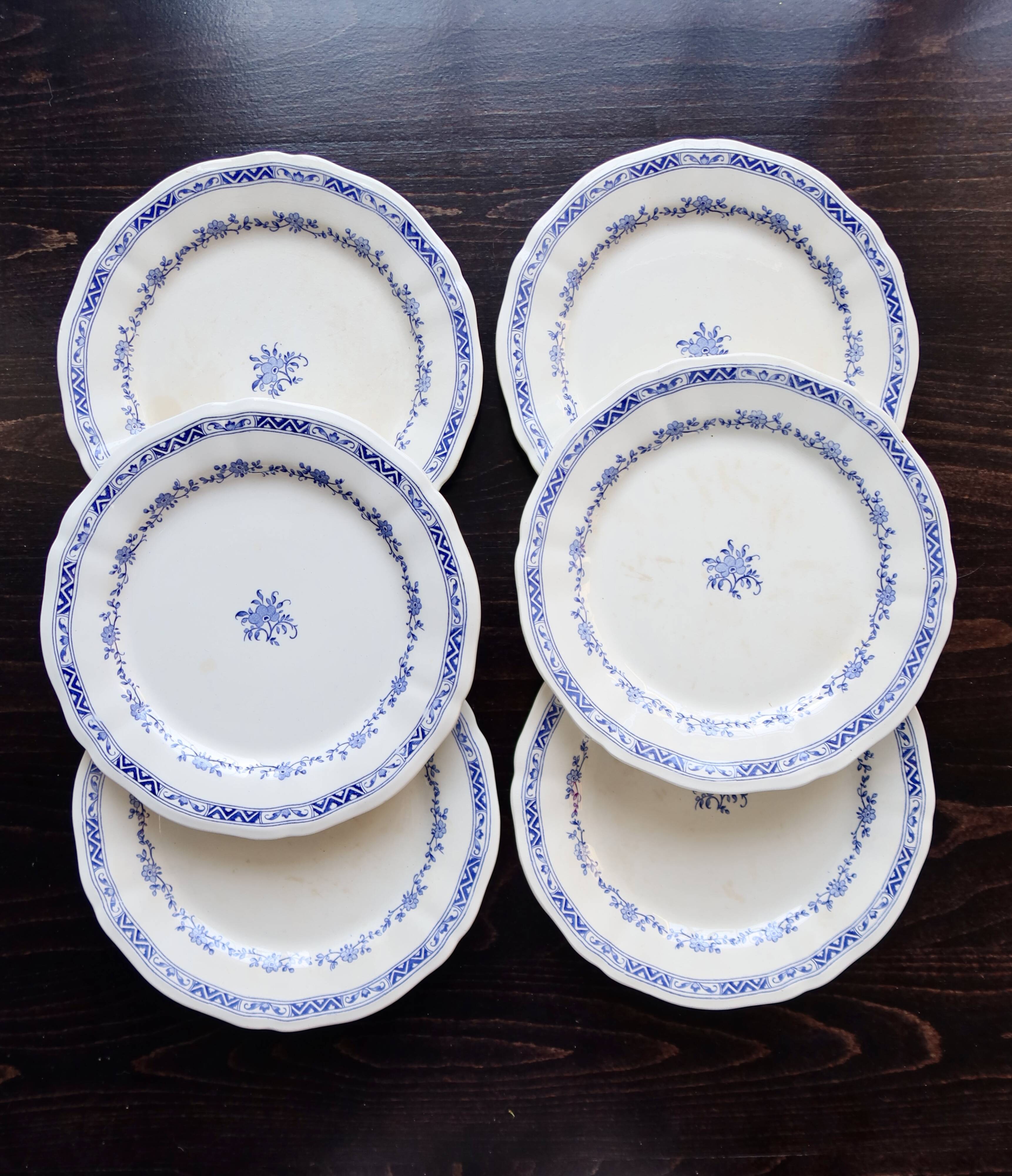 6 assiettes plates vintage Gien – Modèle “Royal”