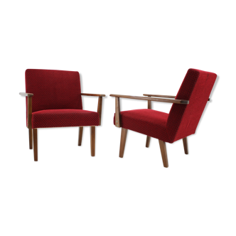 1960s Pair of Beech Armchairs, Czechoslovakia