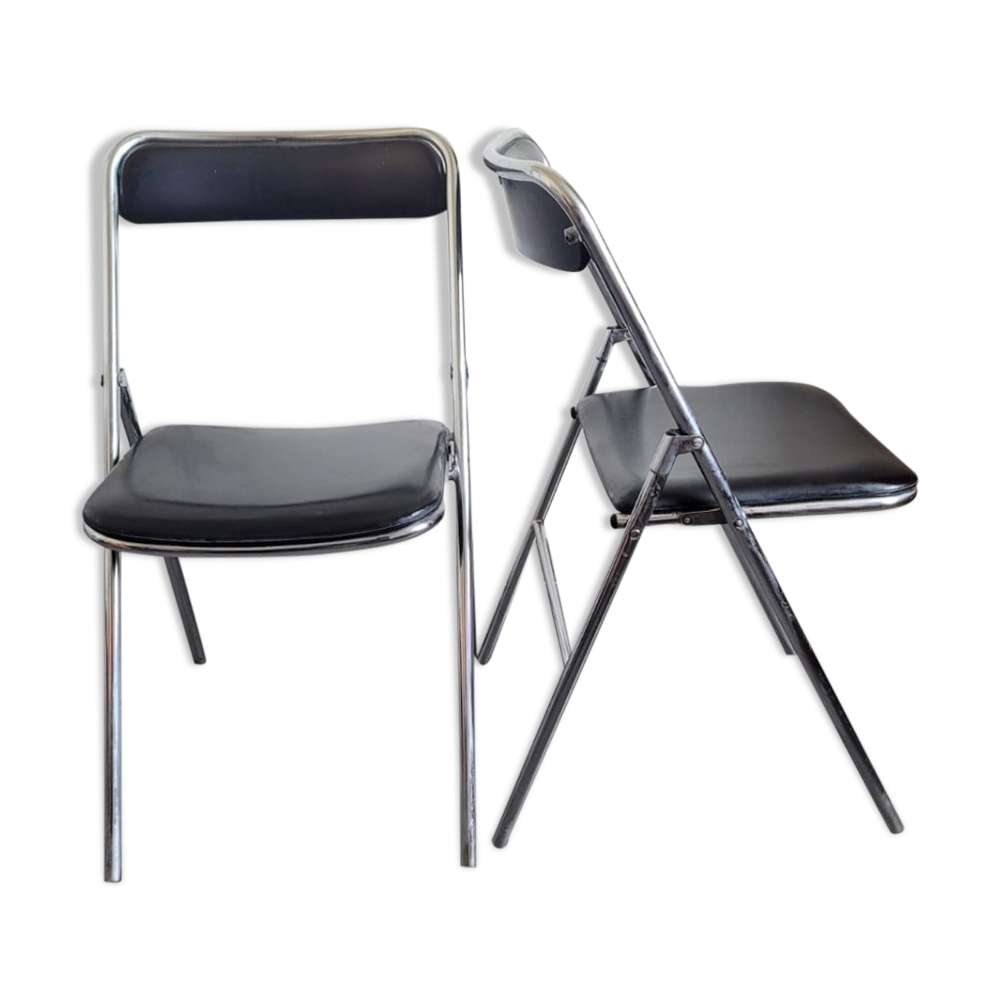 Paire de chaises pliantes skaï 70s