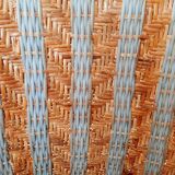 Vintage set of 2 garden woven rattan chairs - sky blue nets - 40