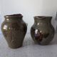 Le Rivet enamelled stoneware carafe and pot with herbarium motifs