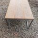 Solid wood living room coffee table with patinated metal legs