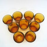 9 Amber Yellow Tempered Glass Cups - Duralex France - Vintage 70s