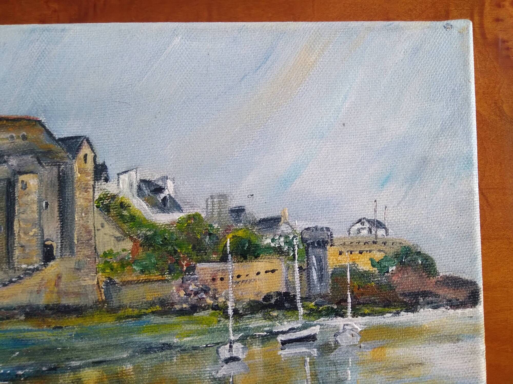 Oil on canvas marine painting Le conquet Breton