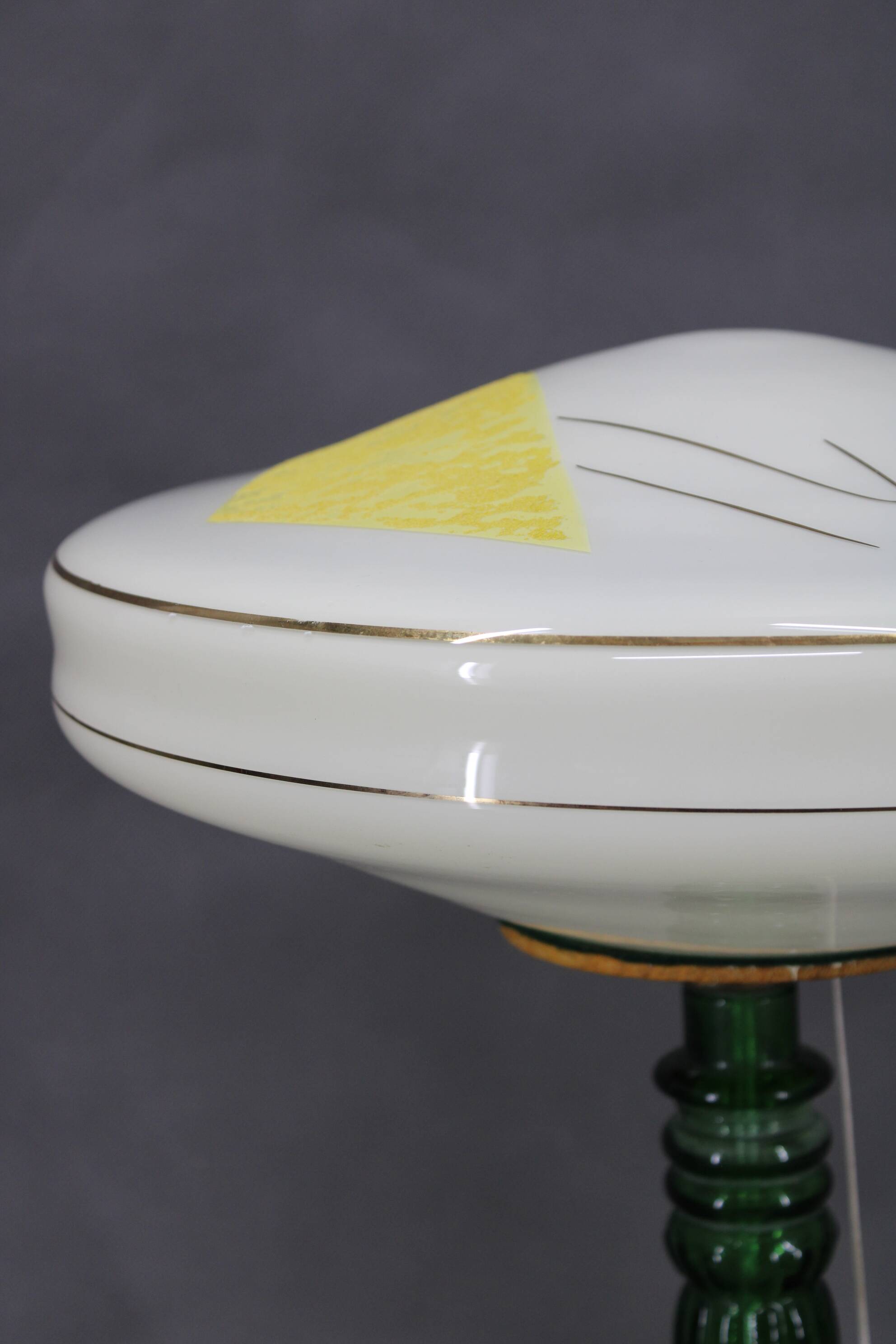 1940s Restored Glass Table Lamp with Glass Shade