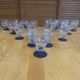 Set of 23 Stemmed Glasses Transparent Glass + Cobalt Blue Stems Vintage
