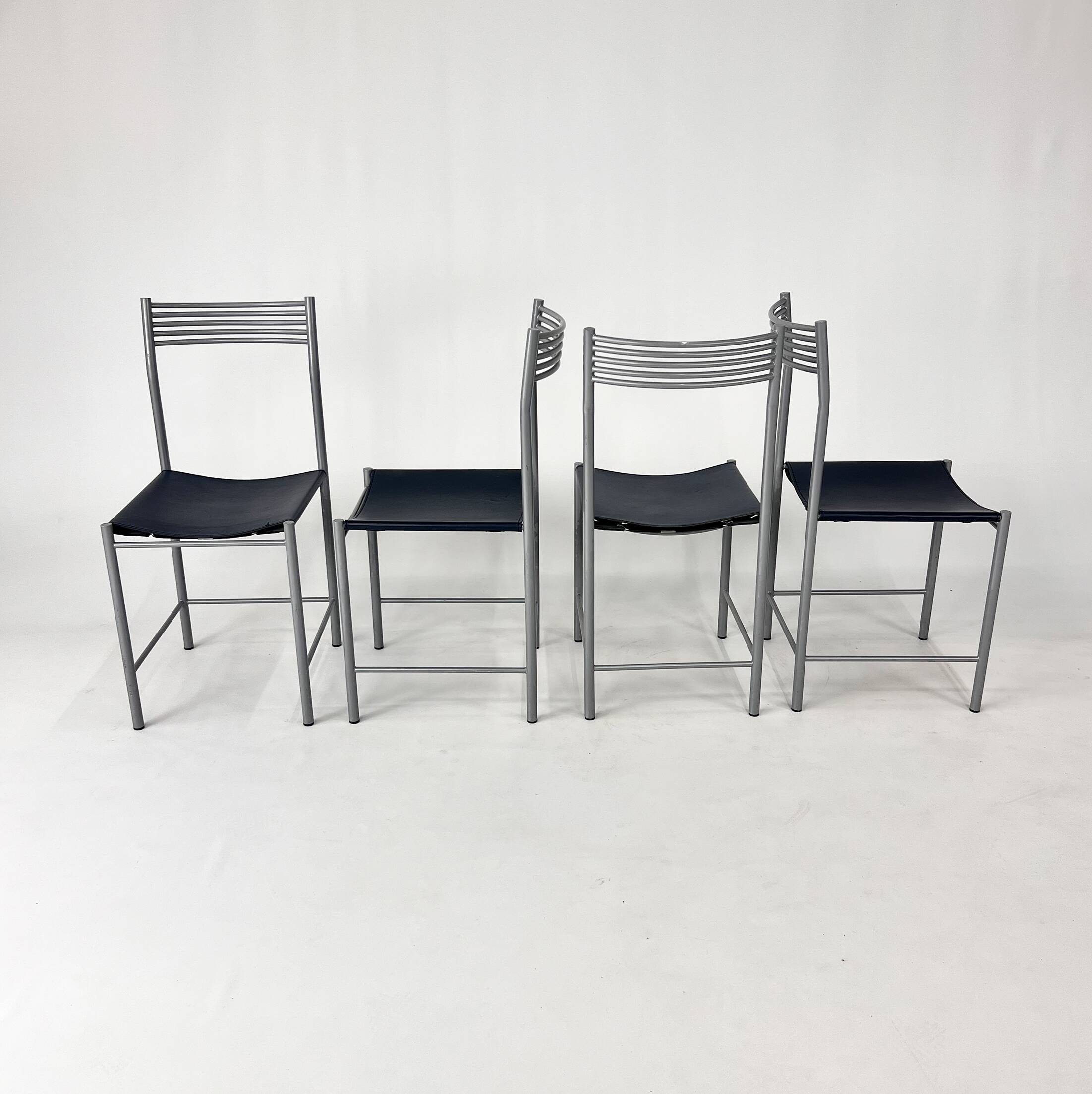 Set of 4 Postmodern Italian Dining Chairs, 1980s