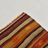 5x8 Wool Kilim Rug, Handwoven Blue & Red Wool Kilim Rug, 143x230Cm