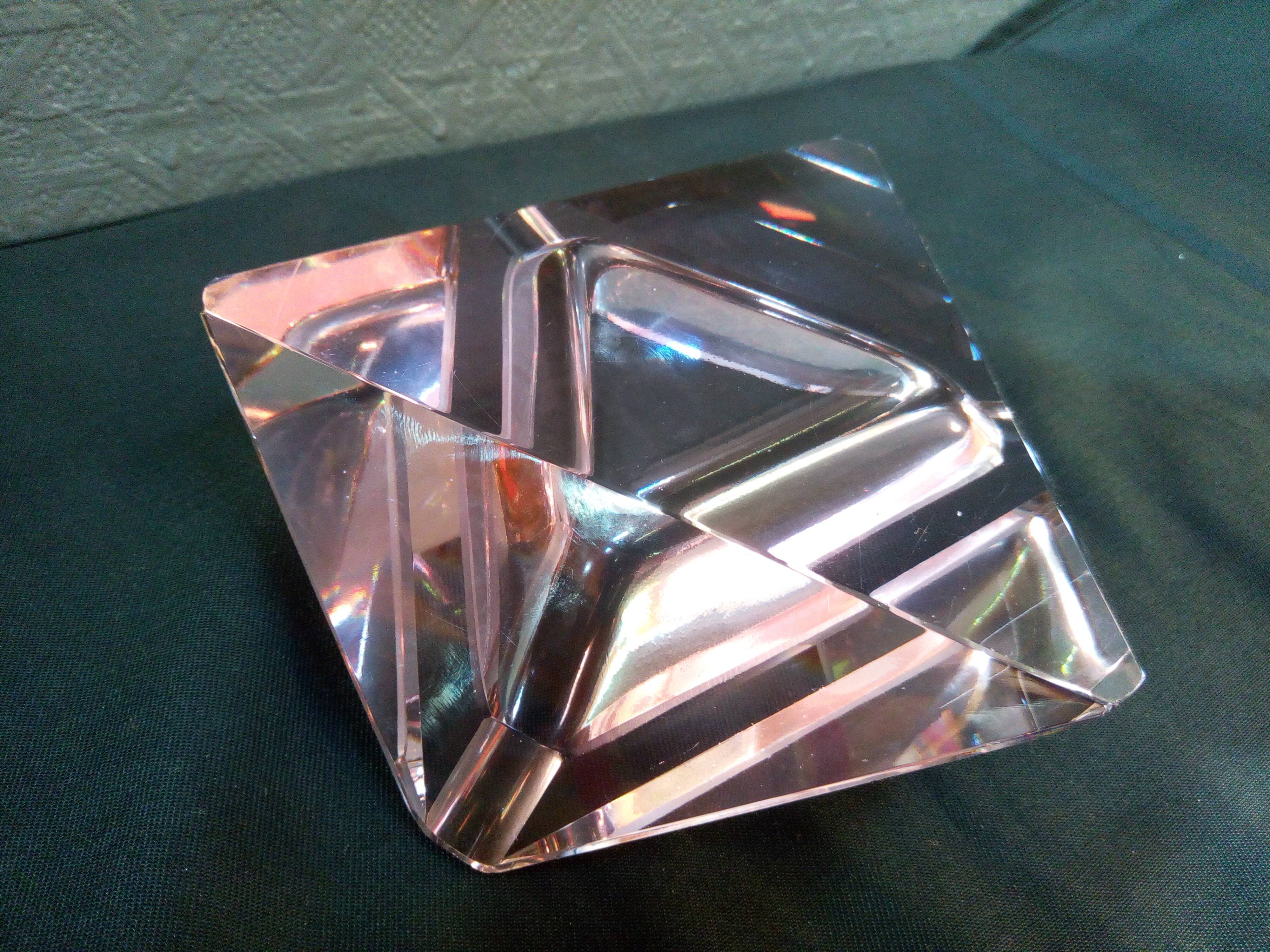 Murano glass multi-faceted ashtray, light purple colour