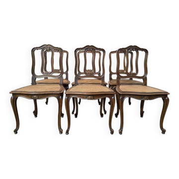Suite de 6 chaises cannées de style Vénitiennes - Louis XV