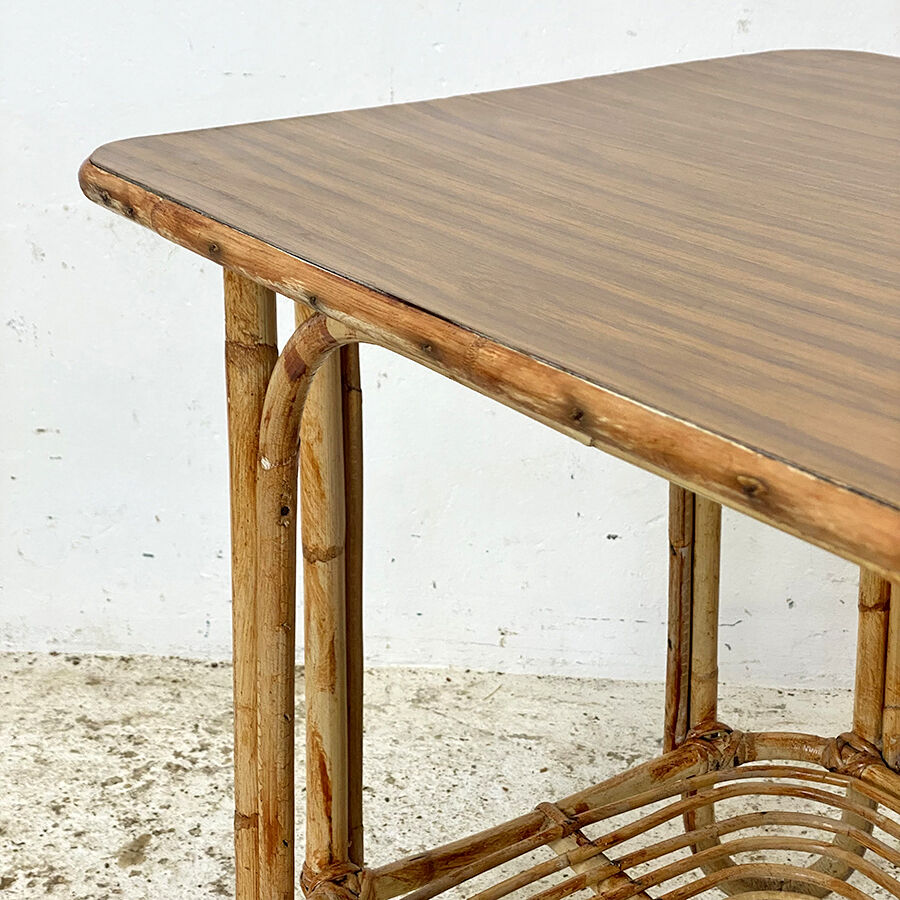 Vintage rattan coffee table 60's