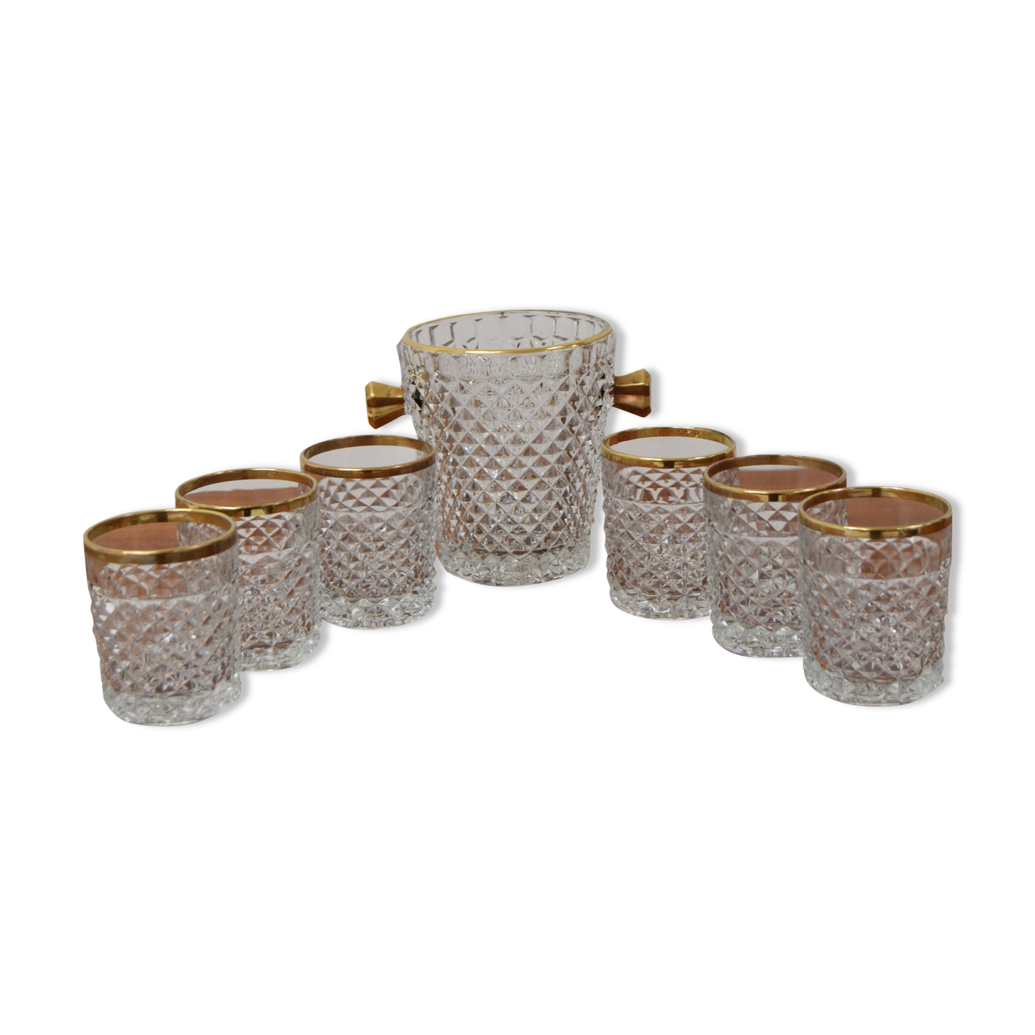 Set Glassware barware of Mid-century by Bohemia Crystal,1960's.