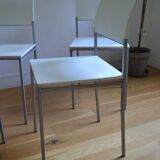 Set of 4 vintage metal and wood chairs from the 1990s.