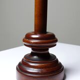 Antique wooden altar crucifix with a turned design and silver-plated Christ.