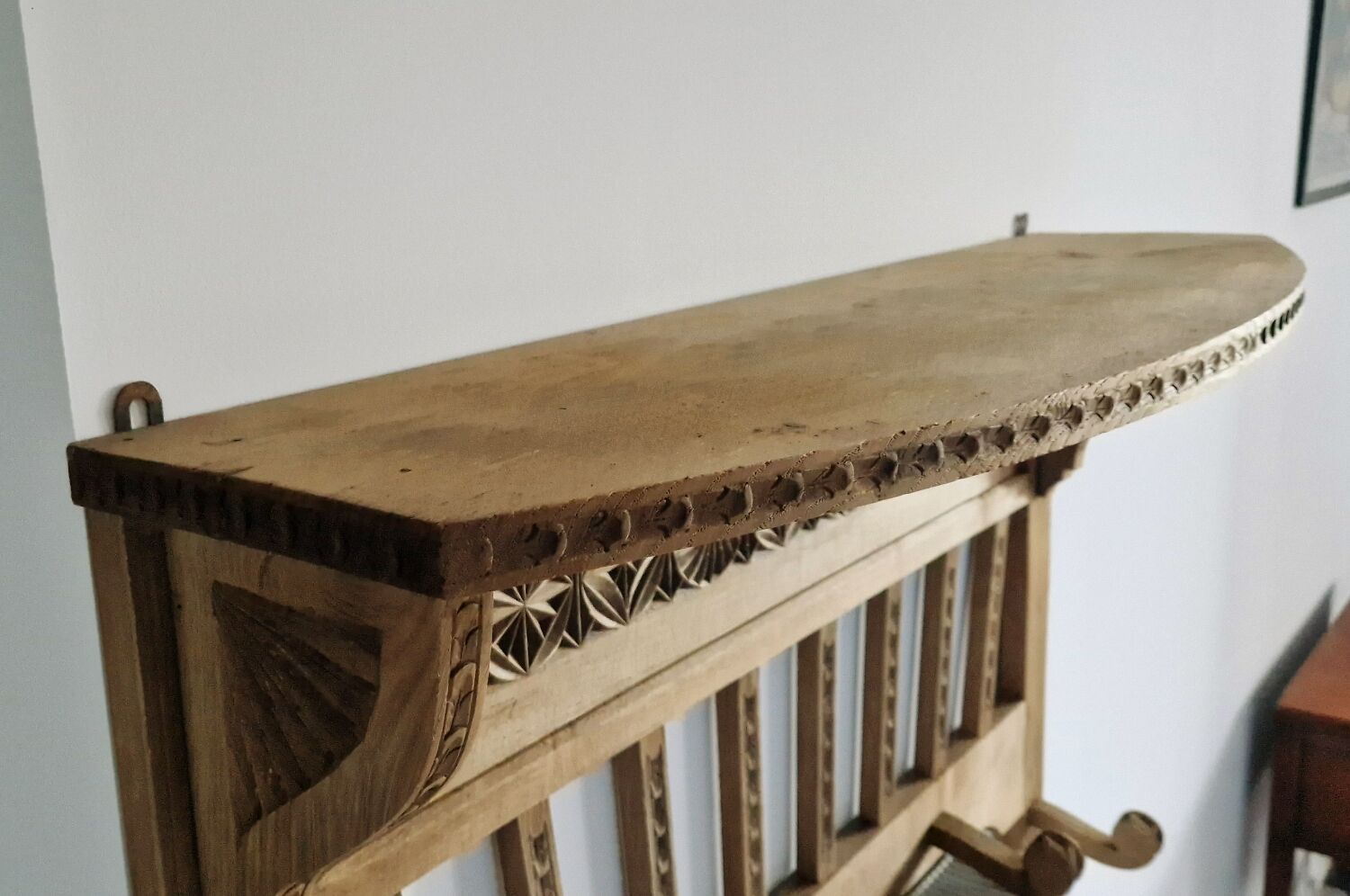 Old carved wood wall shelf
