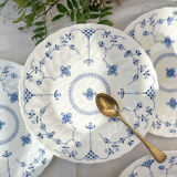 6 Queen's Blue Flower Plates Made in England