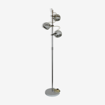 Lampadaire 3 boules blanc et chrome